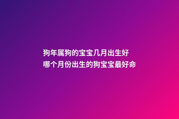 狗年属狗的宝宝几月出生好 哪个月份出生的狗宝宝最好命